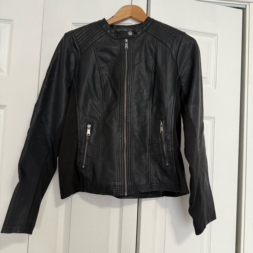 Black Faux Leather Women's Jacket